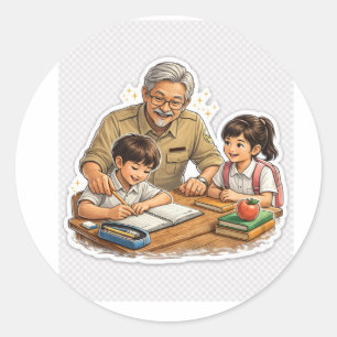 Adesivo de Professor Ajudando Alunos