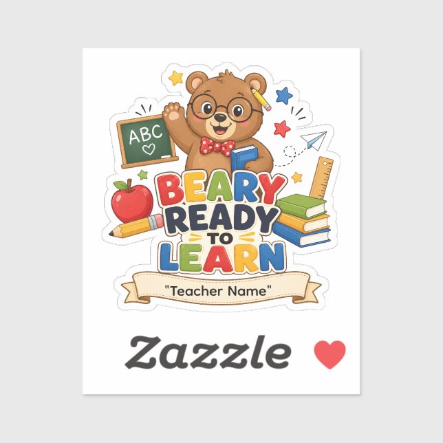 Adesivo de Professor Urso Personalizado | Beary Pr (Folha)