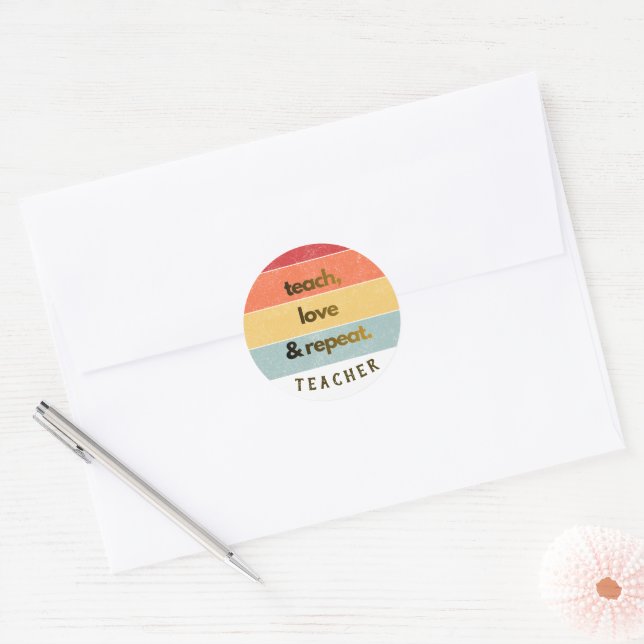 Adesivo de Professora com Estética Retro Fofa (Envelope)
