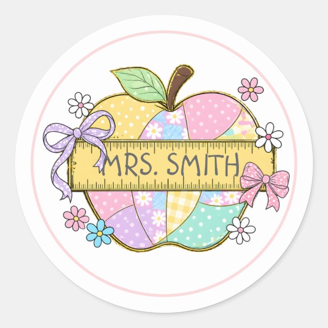 Adesivo de Professora Personalizado Maçã (Frente)