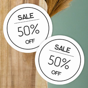 Adesivo de promoção de loja branca mínimo