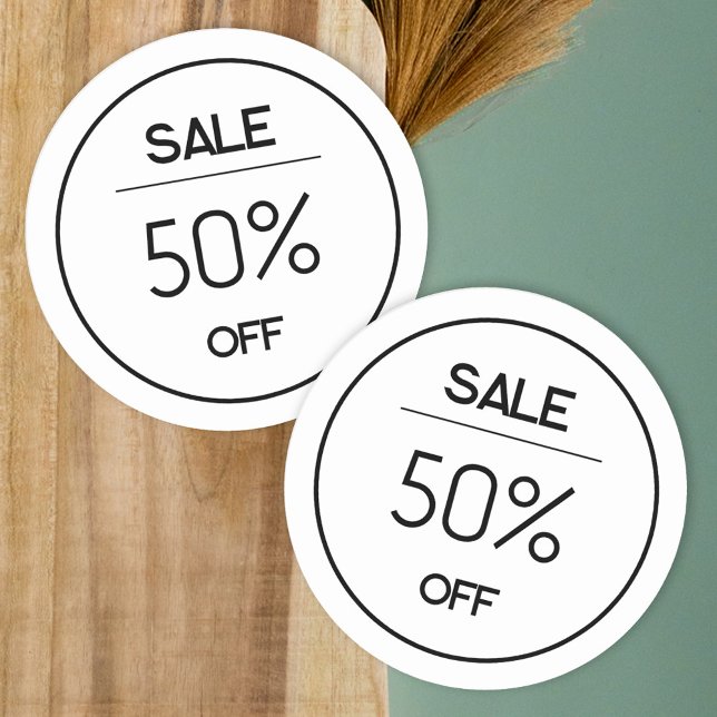 Adesivo de promoção de loja branca mínimo (Criador carregado)