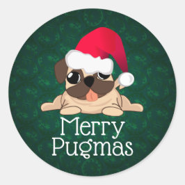 Adesivo de Pug de Natal, 3 polegadas (folha de 6)