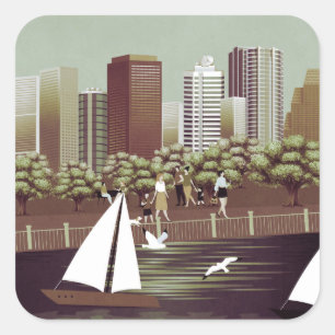 Adesivo de quadrado da paisagem urbana