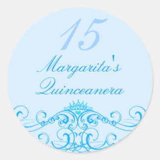Adesivo de Quinceanera Azul da Princesa Tiara