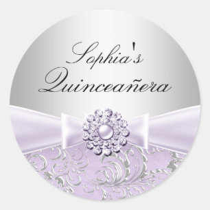 Adesivo de Quinceanera com Redemoinho Roxo e Laço 