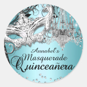 Adesivo de Quinceanera Máscara de Lustre Azul