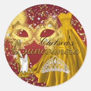 Adesivo de Quinceanera Máscara de Mascarada Vermel
