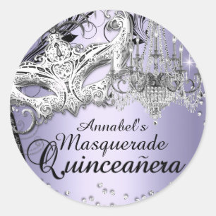 Adesivo de Quinceanera Roxo Mascarado Lustre