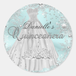 Adesivo de Quinze Anos com Brilho de Neve