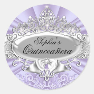 Adesivo de Quinze Anos Tiara Roxa & Damask