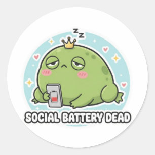 Adesivo de Rã com Bateria Social Morta Fofo e Cans