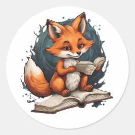 Adesivo de raposa leitora