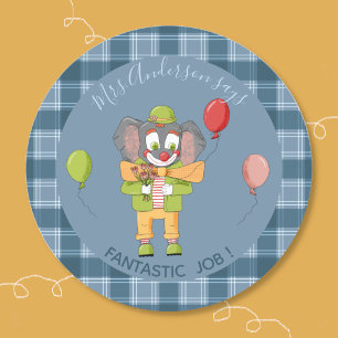 Adesivo de Recompensa de Elefante Palhaço de Circo