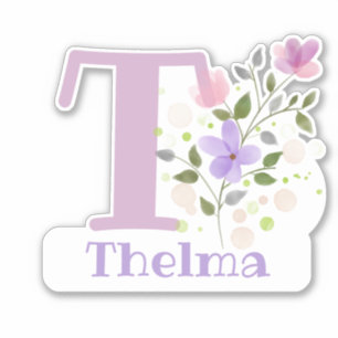Adesivo de Recorte Nome Thelma com a Letra T
