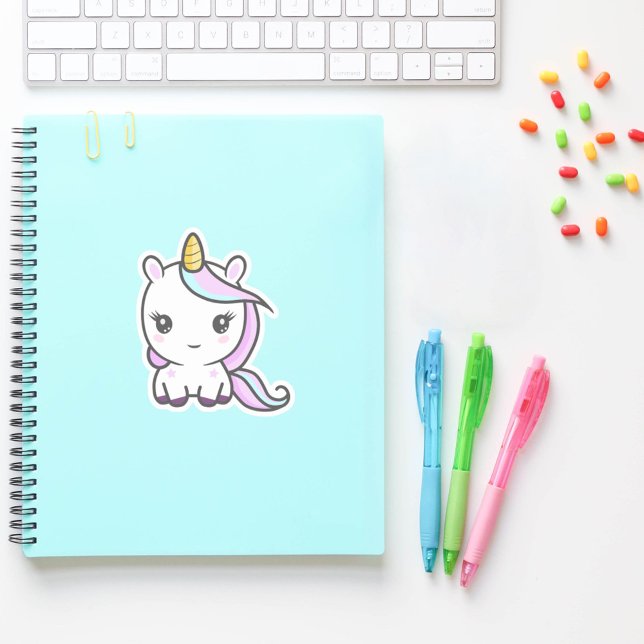 Adesivo de recorte personalizado do Unicórn bonito (Cute Unicorn Custom-Cut Sticker)