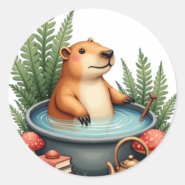 Adesivo de Relaxamento Capivara em Fonte Termal Co (Frente)