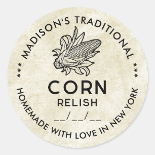Adesivo de relish de milho vintage com símbolo de 