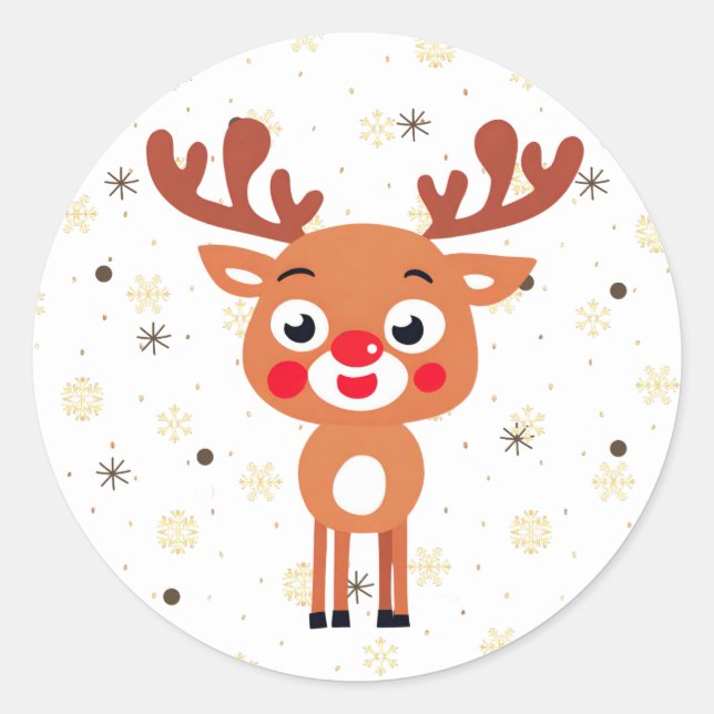 Adesivo de Rena de Nariz Vermelho do Rudolph (Frente)