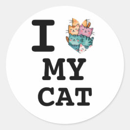 Adesivo de retrato "Eu amo meu gato" simples e mod