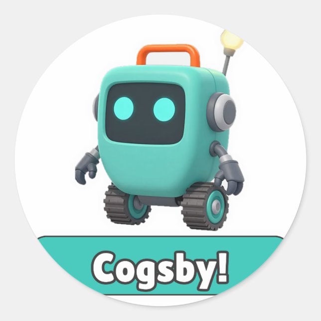 Adesivo de Robô Cogsby - Fofo Transparente (Frente)