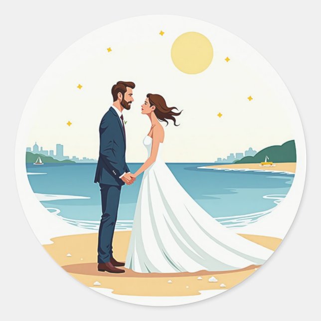 Adesivo de Romance de Praia para Casais (Frente)