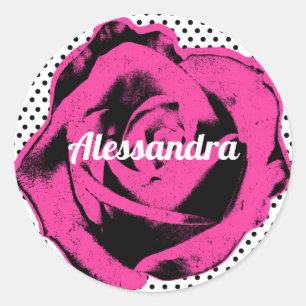 Adesivo de Rosa Pop Art Rosa Quente Personalizado