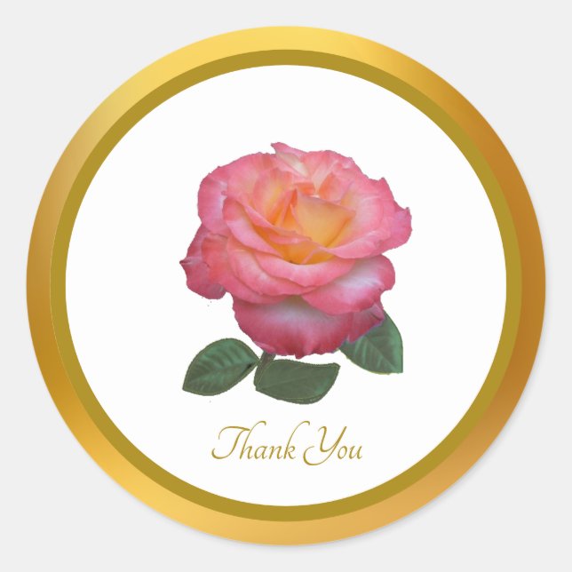 Adesivo de Rosa Rosa Obrigado (Frente)