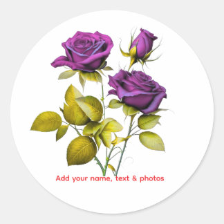 Adesivo de Rosa Roxa Personalizado | Adicione Seu
