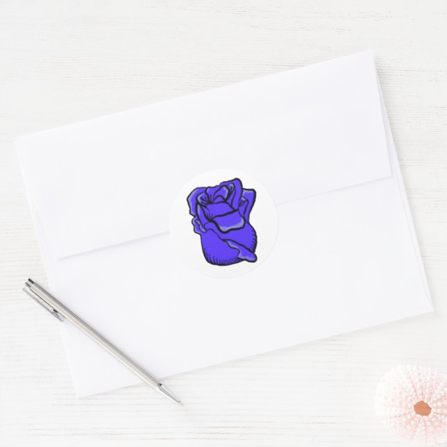 Adesivo de Rosa Roxo Personalizável (Envelope)