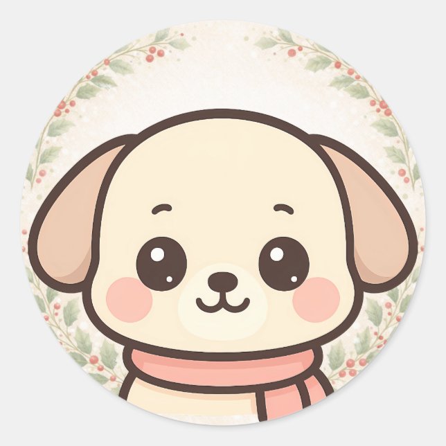 Adesivo de Rosto de Cachorrinho Kawaii Fofo (Frente)