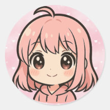 Adesivo de rosto de menina de anime Kawaii Fofo