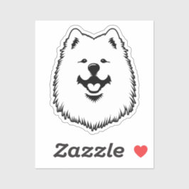 Adesivo de Rosto Fofo e Adorável de Samoyed - Samm