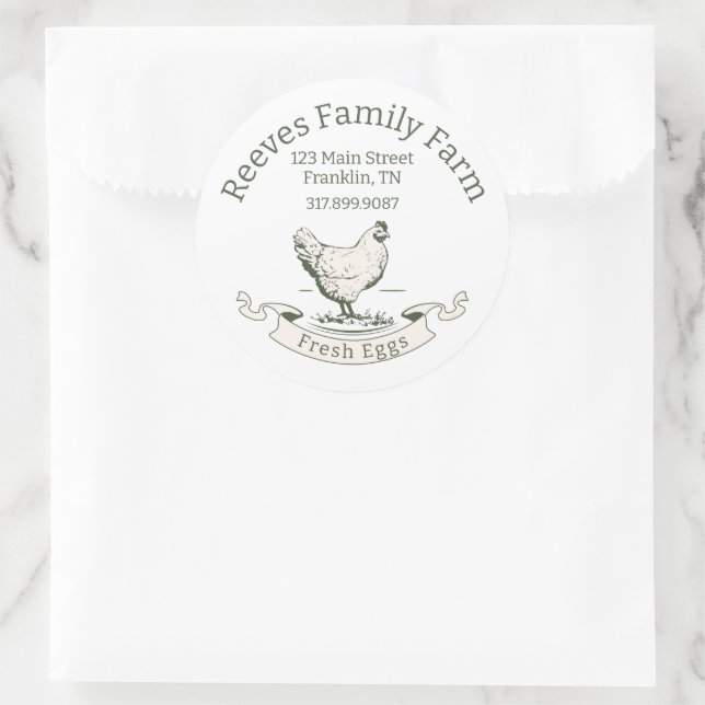 Adesivo de rótulo redondo de caixa de ovos (Bolsa)