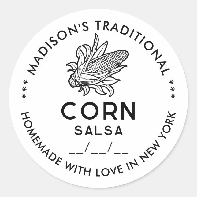 Adesivo de salsa de milho moderna com símbolo de e (Frente)