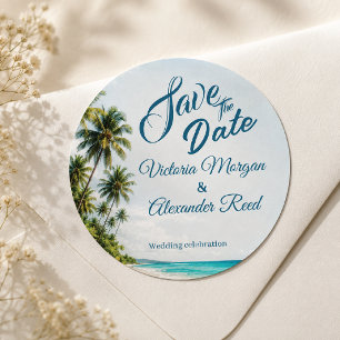 Adesivo de Salve a Data de Casamento na Praia Trop