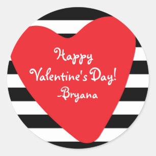 Adesivo de São Valentim Coração Vermelho Preto e B