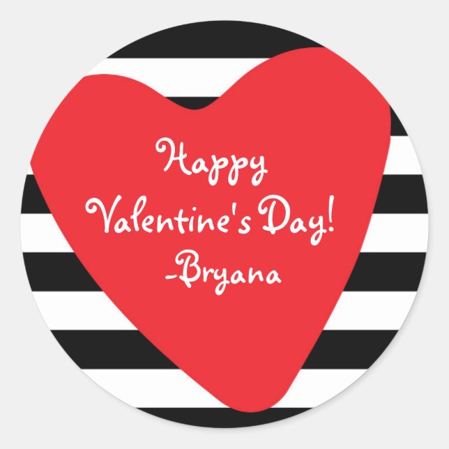 Adesivo de São Valentim Coração Vermelho Preto e B (Frente)