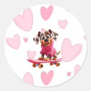 Adesivo de São Valentim de Cachorro de Skate