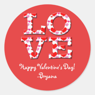 Adesivo de São Valentim Tipografia Coração Cartas 