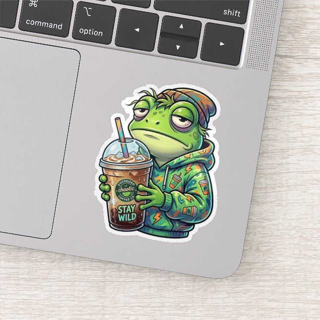 Adesivo de Sapo de Café Caótico (Detalhe)