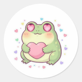 Adesivo de Sapo do Amor Fofo Sapo Romântico Coraçã