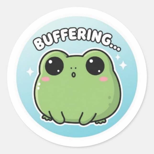 Adesivo de Sapo em Buffering Fofo Sapo Meme Kawaii (Frente)