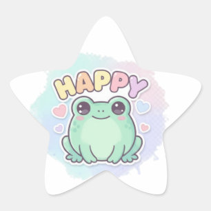 Adesivo de Sapo Feliz Sapo Fofo Com Corações Kawai