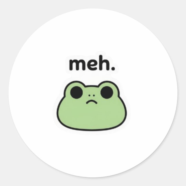 Adesivo de Sapo Meh Cute Sapo Entediado Meme Minim (Frente)