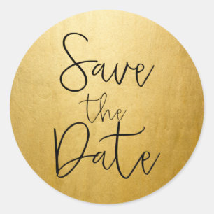 Adesivo de SAVE THE DATE tipo letra preta com folh