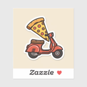 Adesivo de Scooter de Entrega de Pizza Kawaii