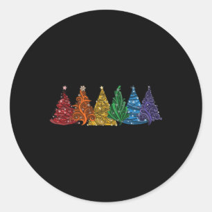 Adesivo De Seis Vetores De Árvores De Natal Do Orgulho Lgb