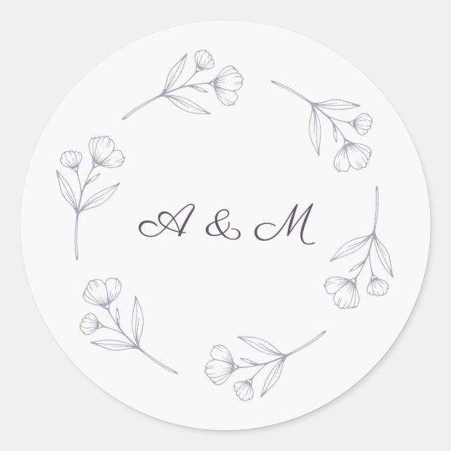 Adesivo de Selagem de Casamento com Arte de Linha  (Frente)