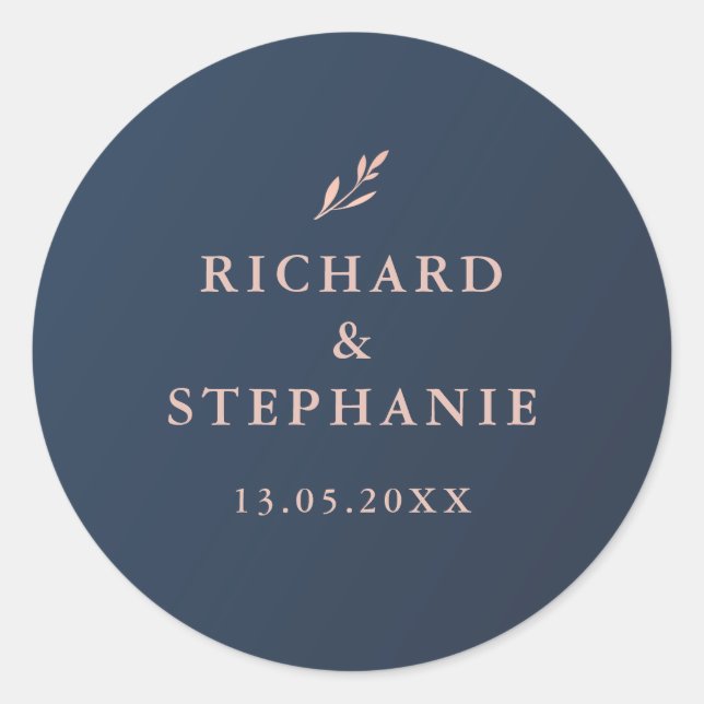 Adesivo de Selagem de Envelope Azul Marinho e Folh (Frente)